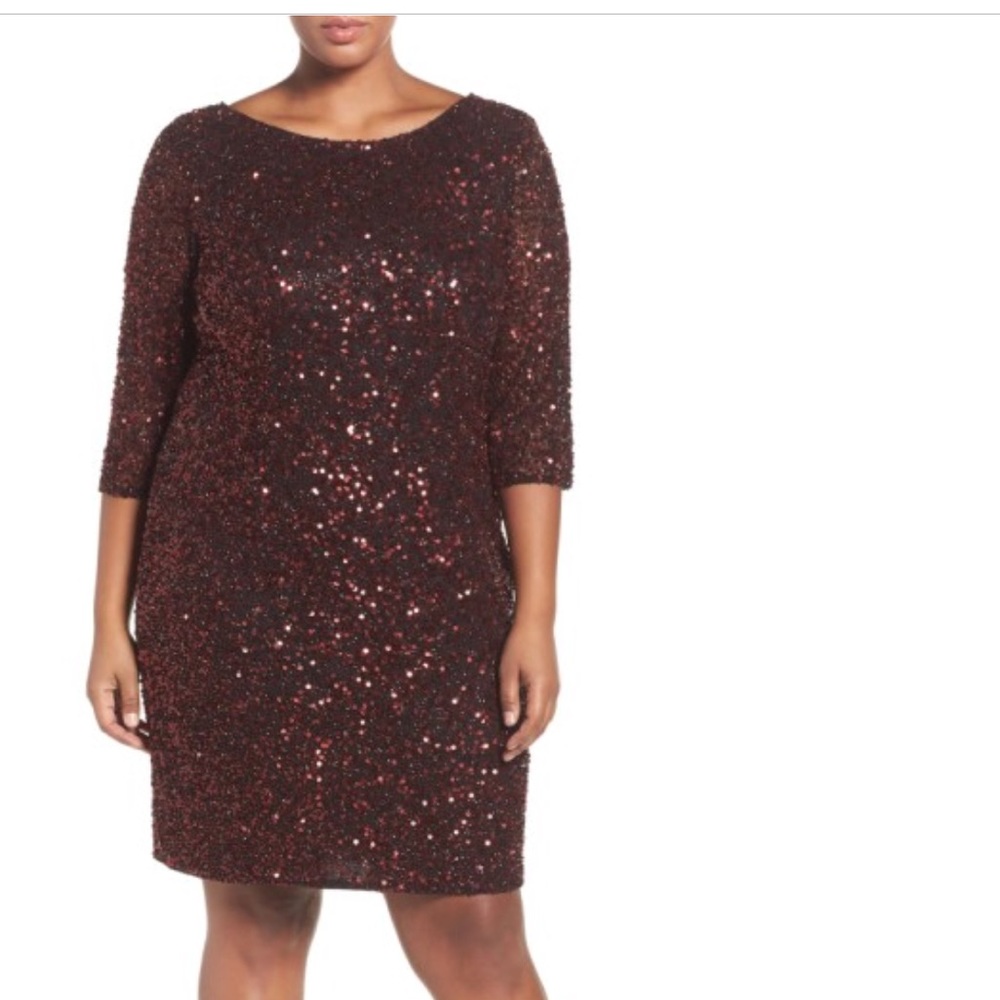 Draped Back Beaded Dress (Burgundy)